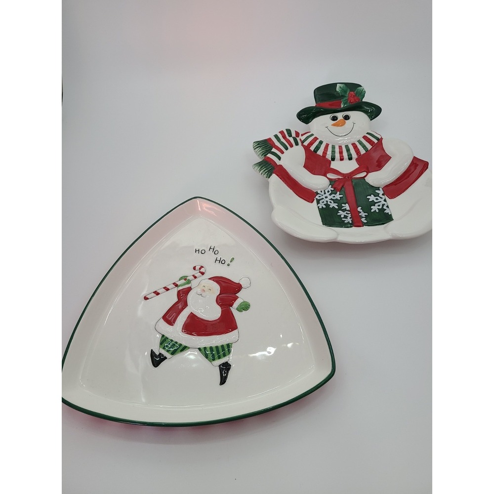 Fitz & Floyd Santa & Snowman Plate Christmas Holiday